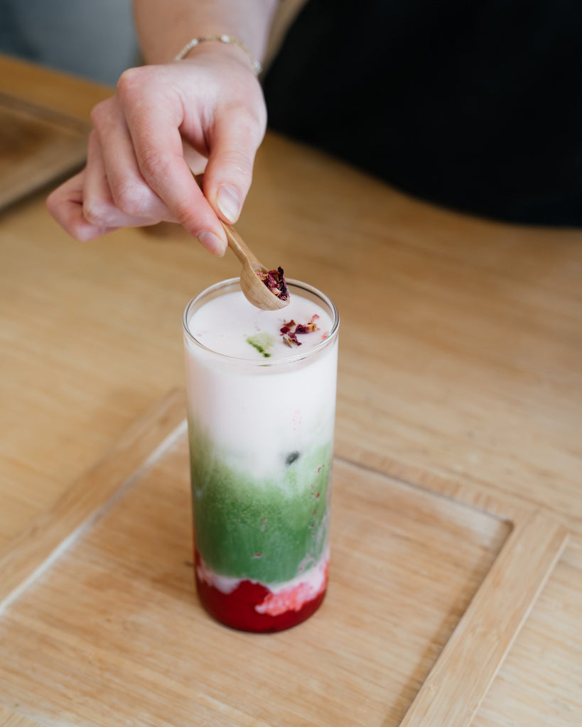 RECIPE: Floral Cherry Iced Matcha Latte