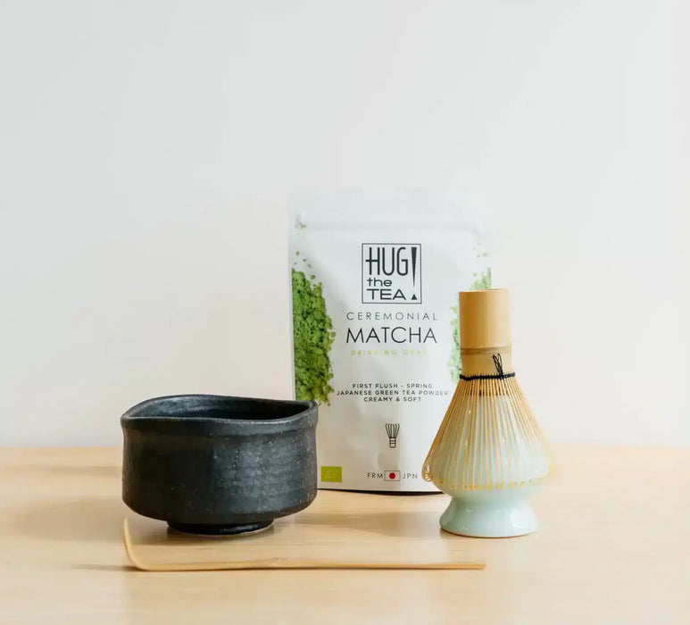 MATCHA SET BLACK JAPAN - with metallic black bowl (4 or 5 pcs)