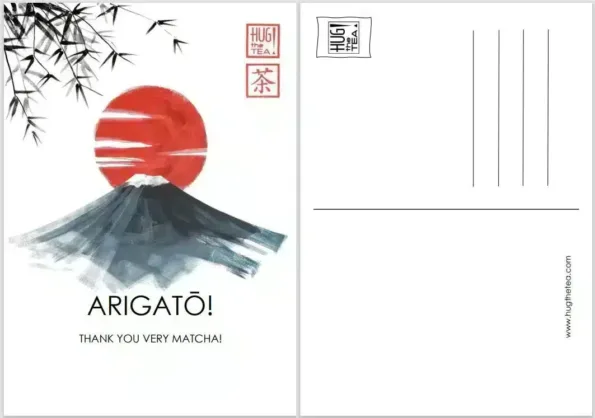 Matcha wenskaart card - arigato 3