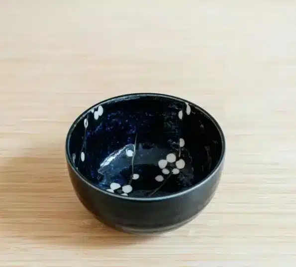 Matcha bowl - Flowers - Dark blue – Image 2
