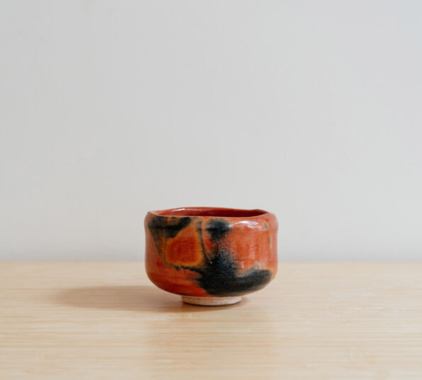 matcha bowl handmade orange black