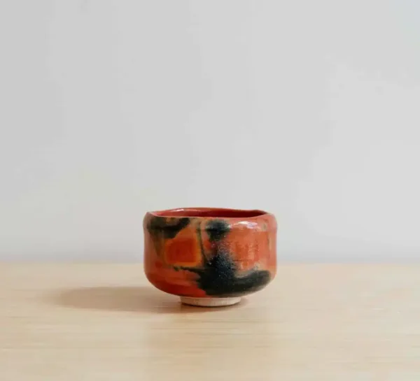 matcha bowl handmade orange black