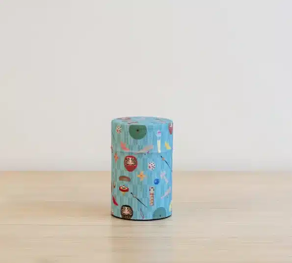japanese tea can blue