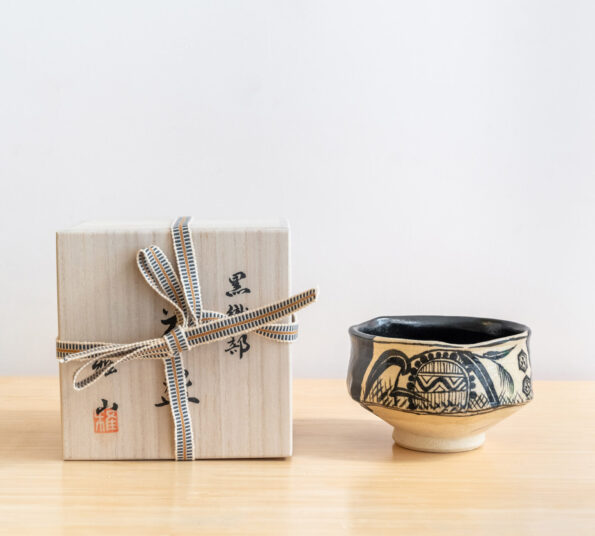 black tea bowl in box