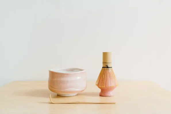 Matcha kit - met roze kom (4-delig)