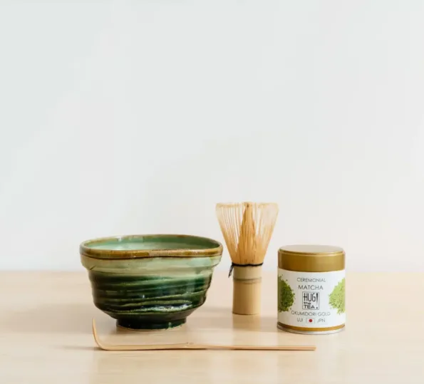 UJI MATCHA SET GOLD – with handmade green bowl (4-pcs)